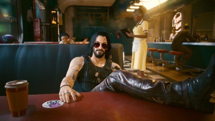 cyberpunk 2077 johnny A man with long dark hair and glasses.
