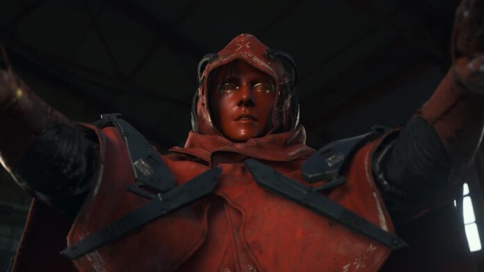 death stranding 2 higgs mask A man in a red hood and mask.