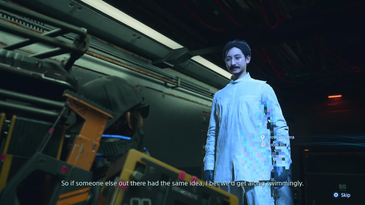 A man dressed in white. The Inventor in Death Stranding 2.