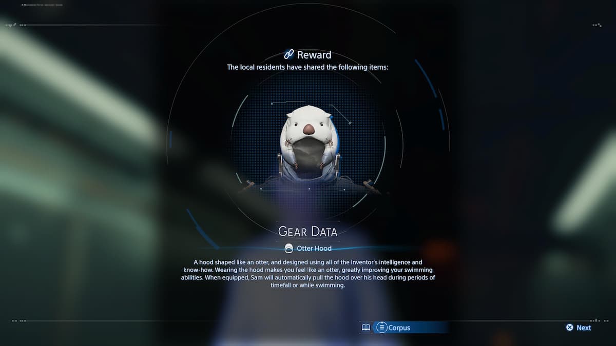 An otter hood headgear.