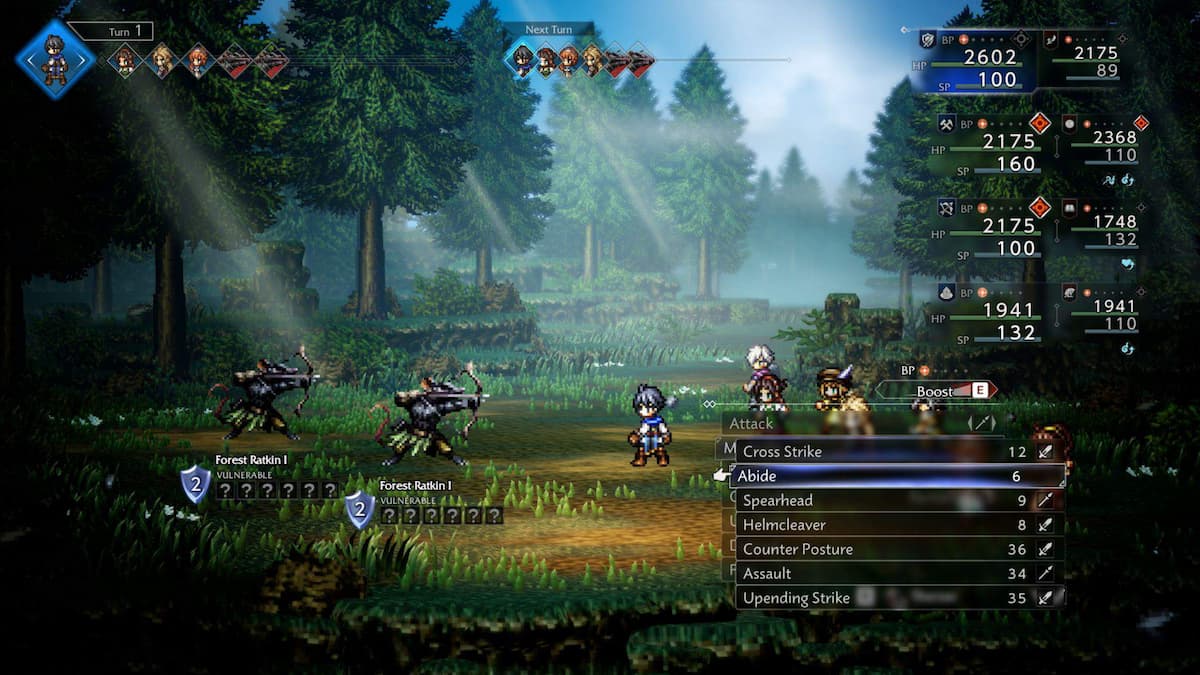 A small clearing surrounded by green trees in Octopath Traveler 0.