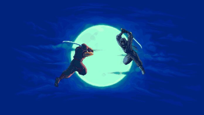 ninja gaiden cover Two ninjas swing swords at each other in front of the moon. Cover image for our Ninja Gaiden: Ragebound review.