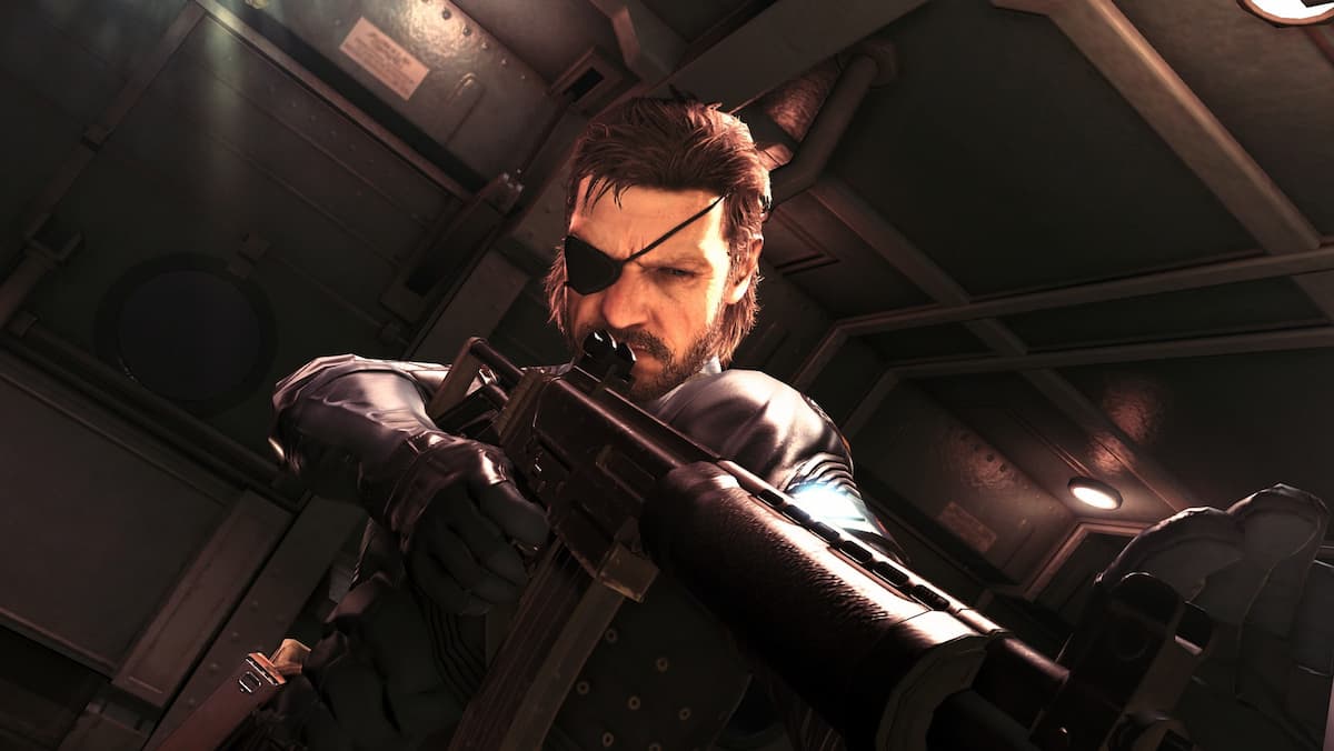 A man with an eyepatch aiming a gun.
