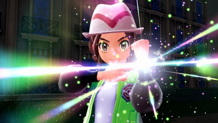 Pokemon-Legends-Z-A-Key-Stone Pokemon Legends: Z-A protagonist using a Key Stone for mega evolution.