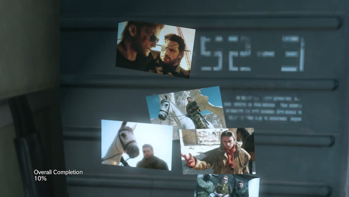 Photographs pasted on a surface in MGS V.