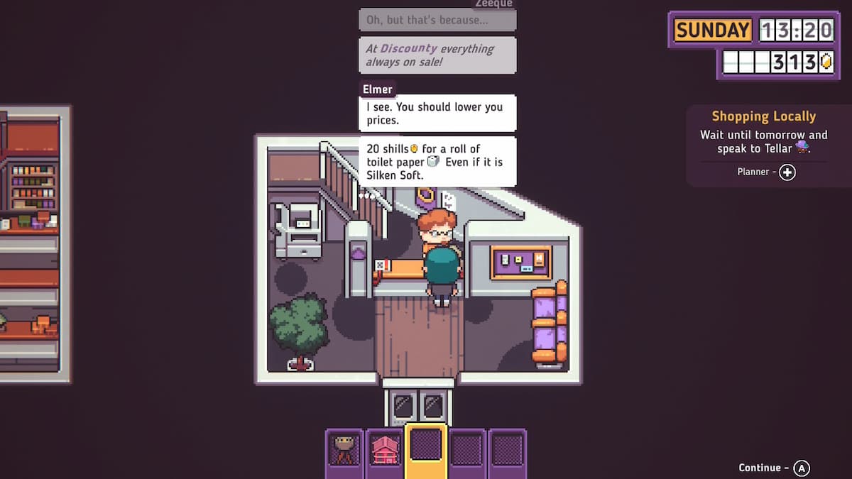 Pixel characters in a small room for our Discounty review.