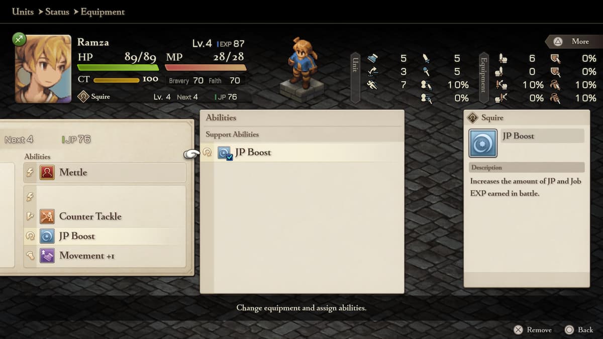 Menu screens in Final Fantasy Tactics.