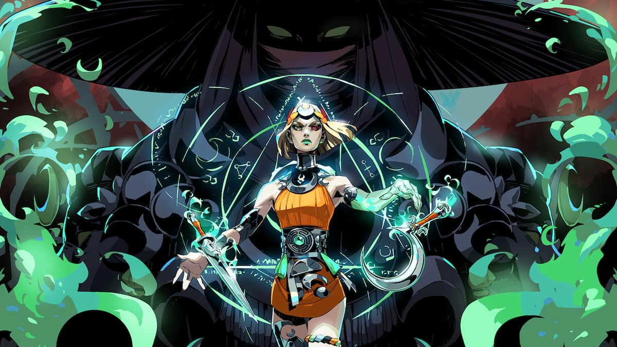 A woman with a witchy hex around her.