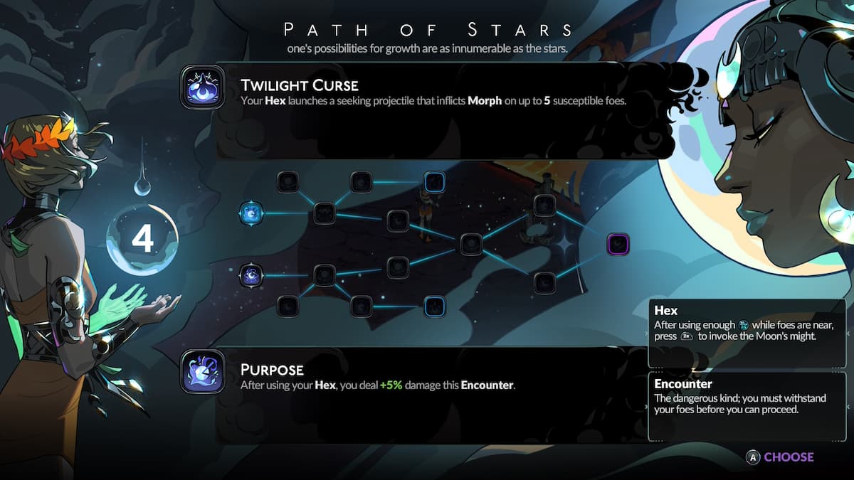 A skill tree going horizontally.