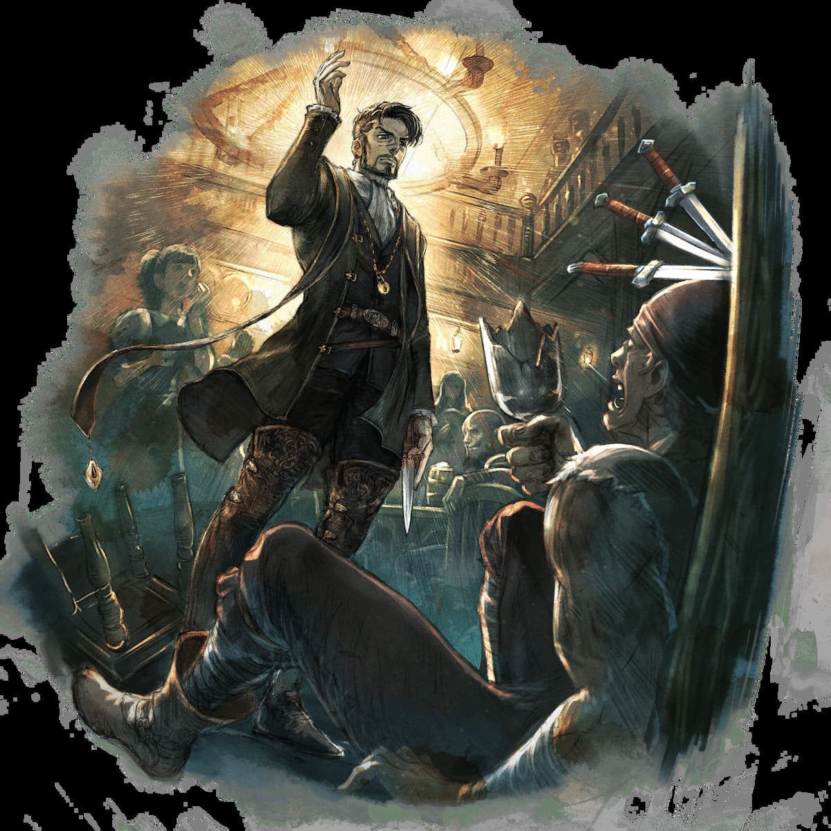 A man with dark hair and a beard in Octopath Traveler 0.
