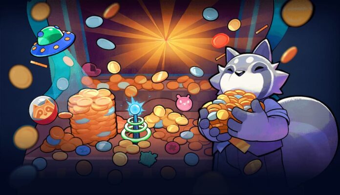 raccoin cover A raccoon holding golden coins.