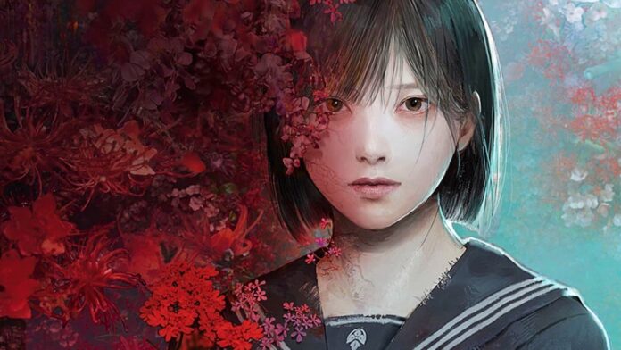 silent hill f cover-2 A girl with black hair obscured by red flowers in Silent Hill f.