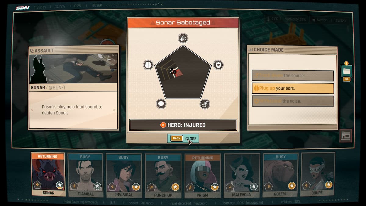 A hexagon with stats on it.