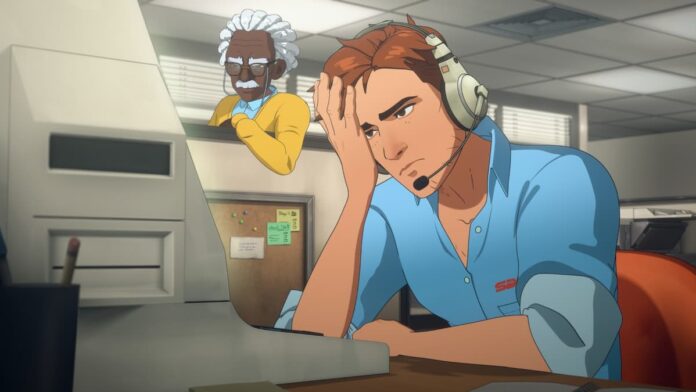 20251018130138_1 A man sitting at a desk with his head resting on his hand.