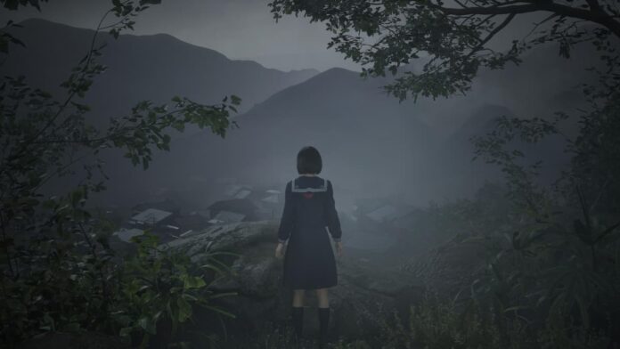 silent hill f ebisugaoka A girl staring at a foggy town.