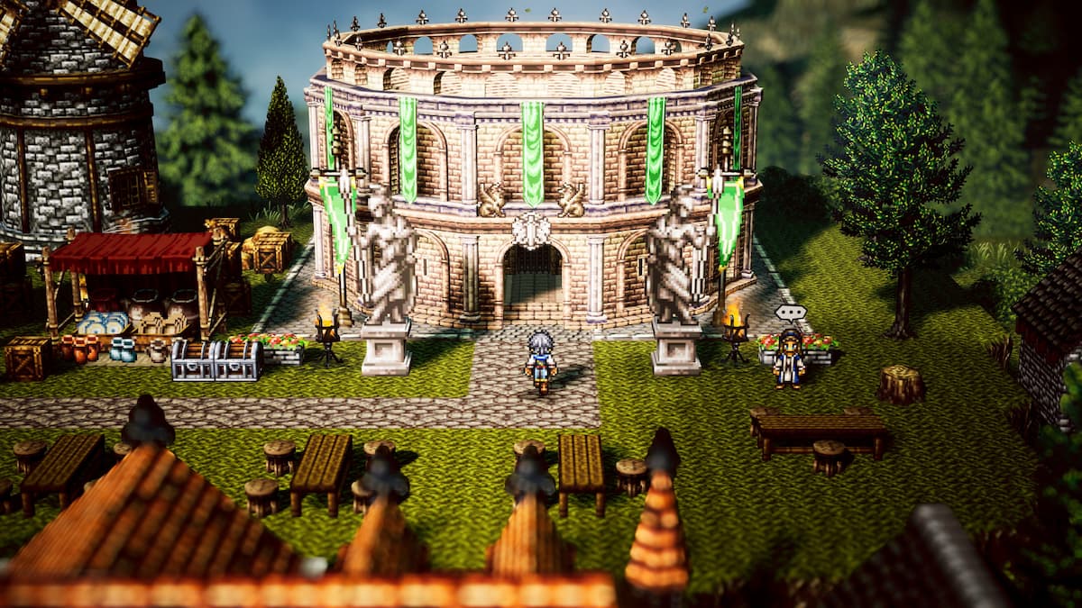 A large coliseum building in Octopath Traveler 0.
