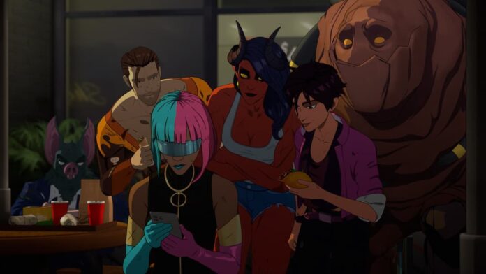 dispatch z-team A group of heroes gathered around a phone. Cover image for our Dispatch review.