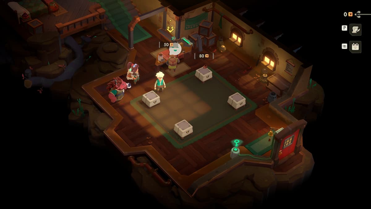 A white-haired boy standing in a shop in Moonlighter 2.