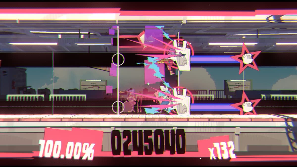 Pops of light and color onscreen.