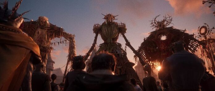 divinity large structures Large wooden structures towering over people in Divinity.