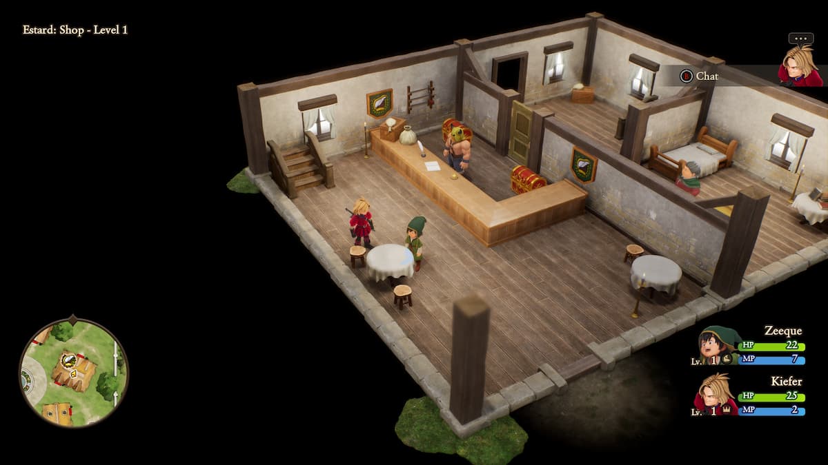 The interior of a medieval looking shop.