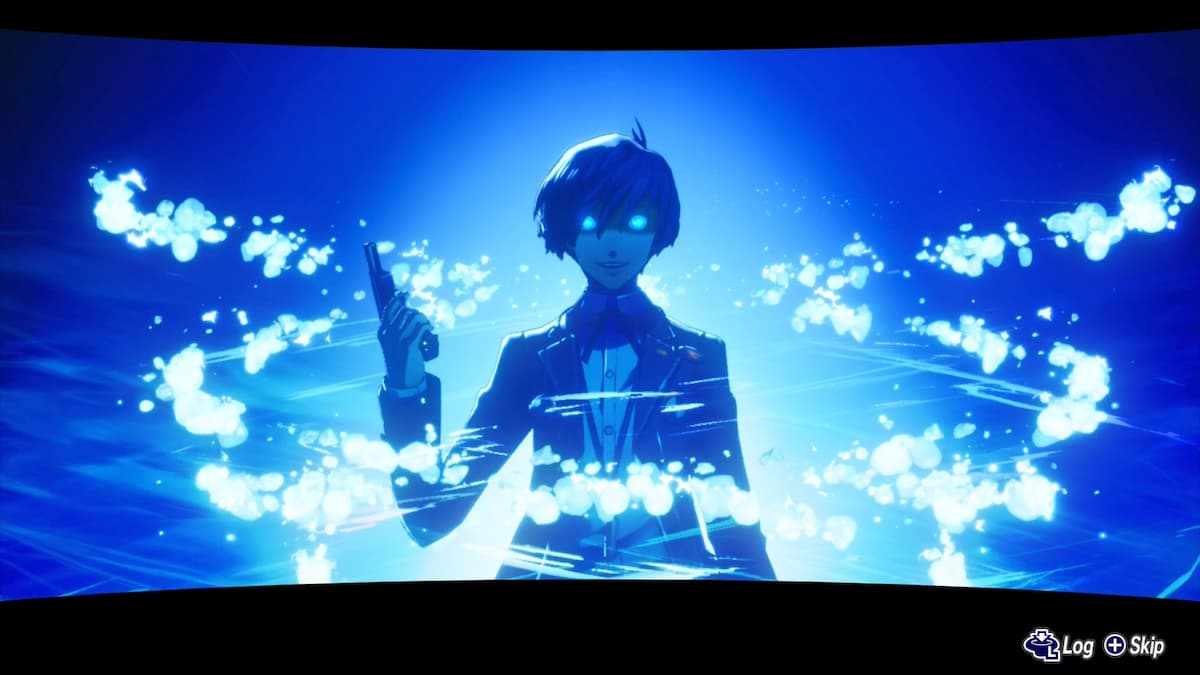 A boy holding a gun in Persona 3 Reload.