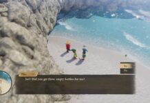 All Shiny Bottle Locations in Dragon Quest VII Reimagined A white beach next to blue water.