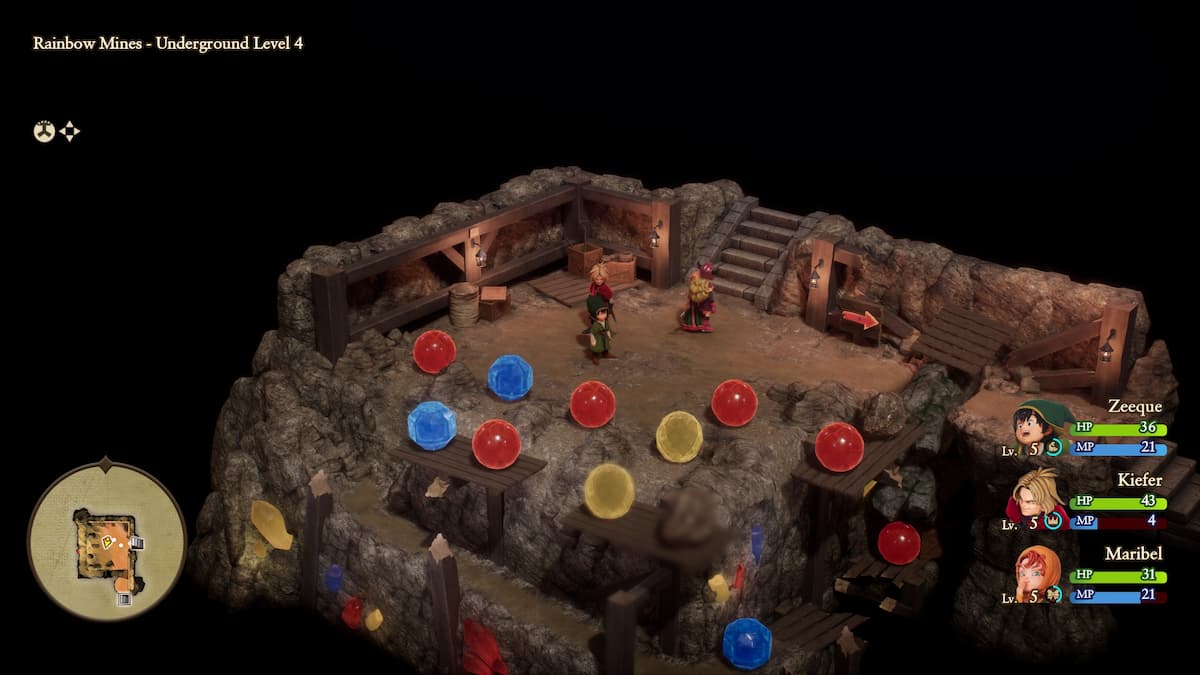 A bunch of red, blue, and yellow orbs.