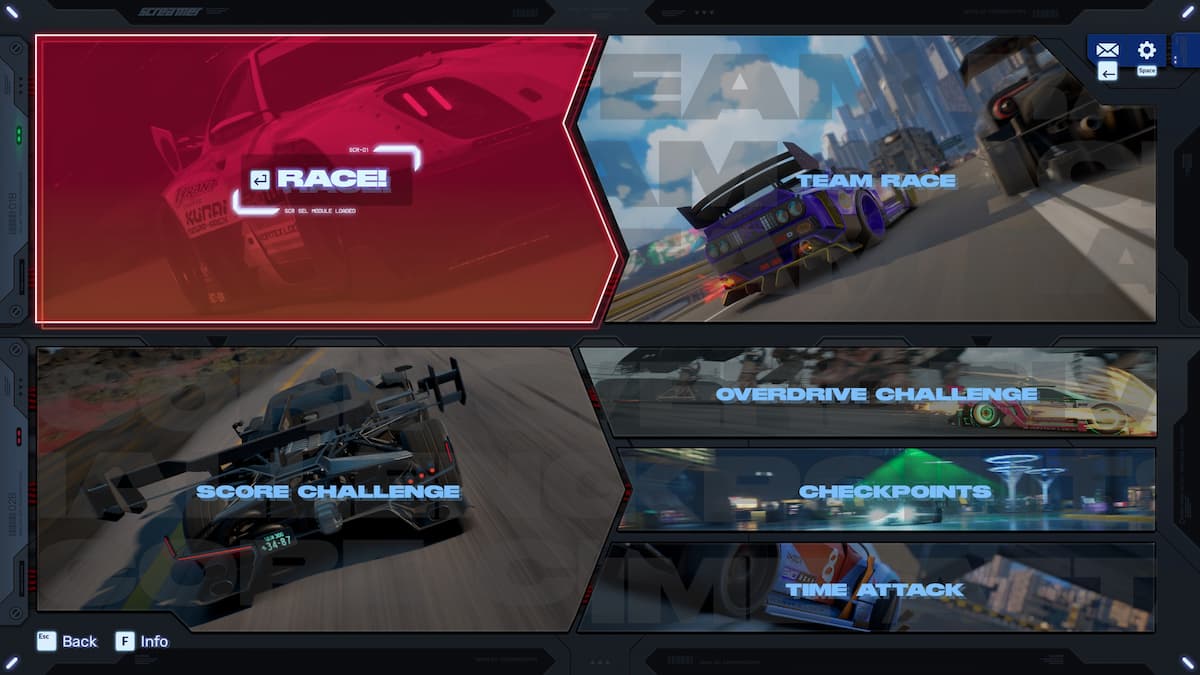 A menu with four game modes in each corner.