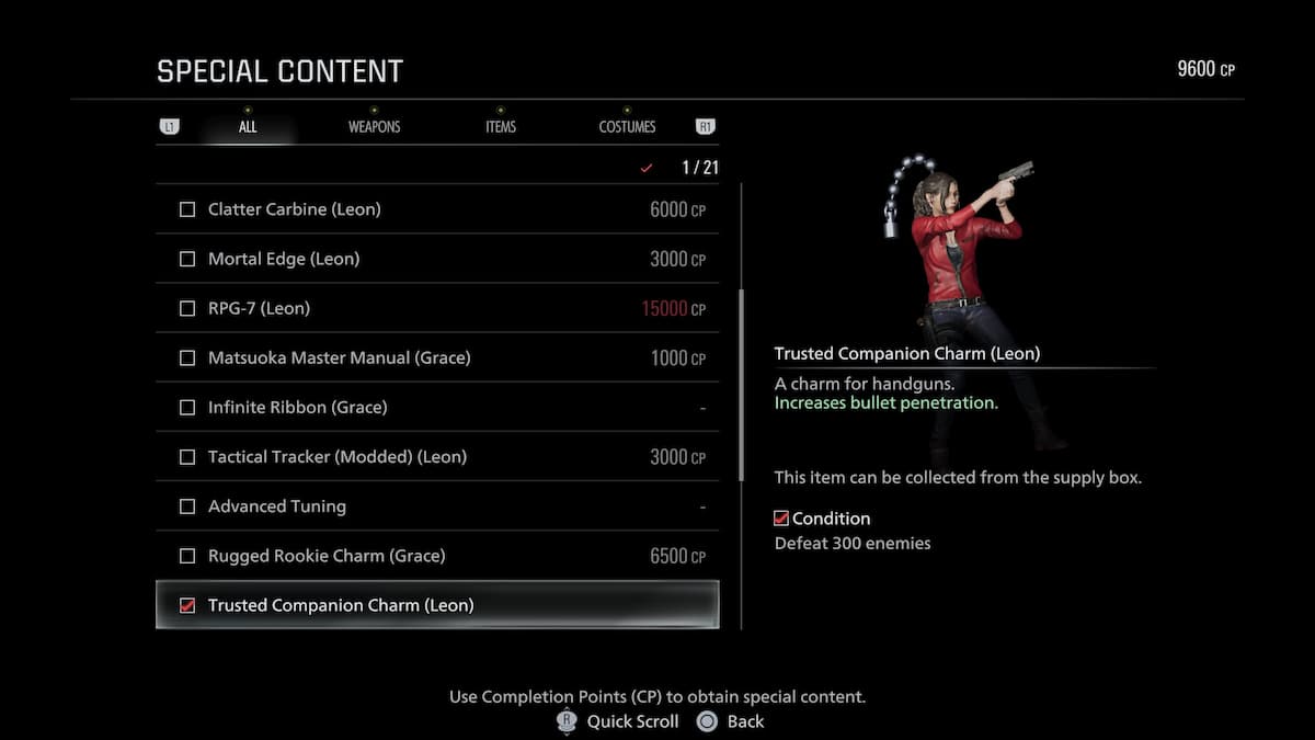 A menu with a charm on the right-side depicting a girl in a red jacket.