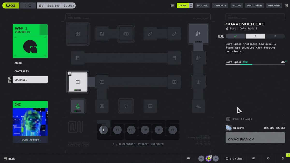 A dark menu with splashes of green and blue in Marathon.