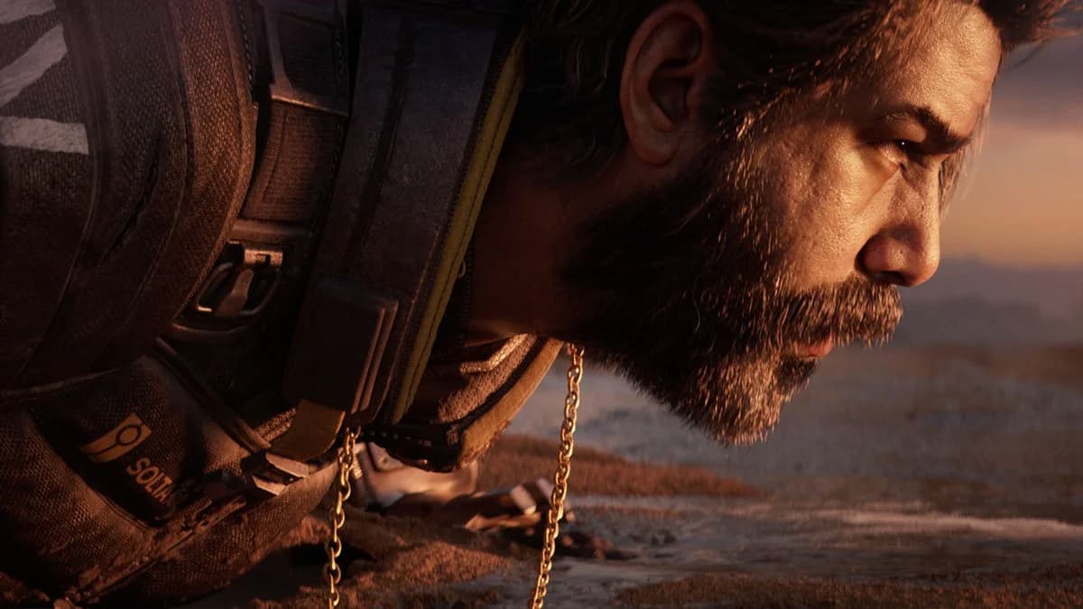 A close-up of a man on the ground in Saros.