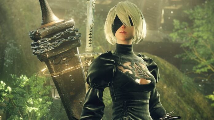 nier automata 2b A girl with a black blindfold in NieR: Automata