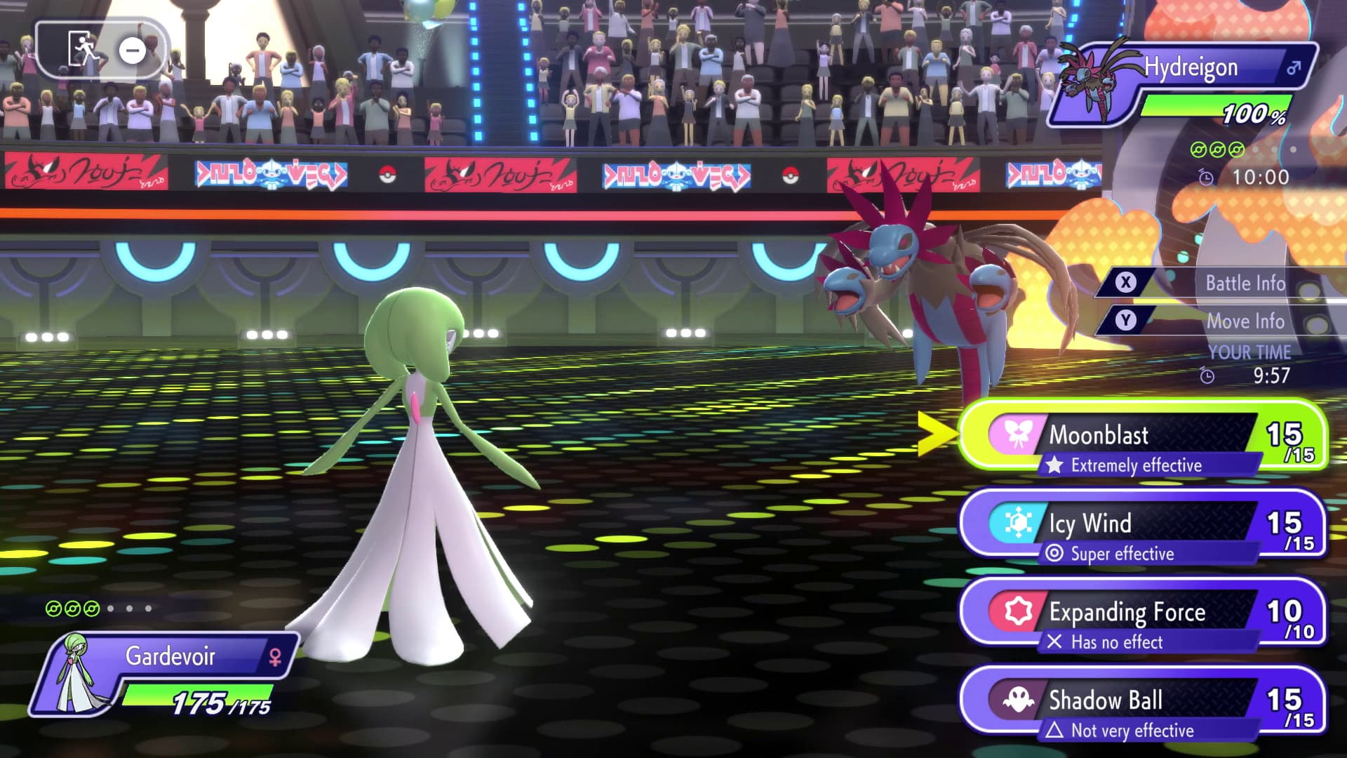 Gardevoir battling Hydreigon in Pokemon CHampions