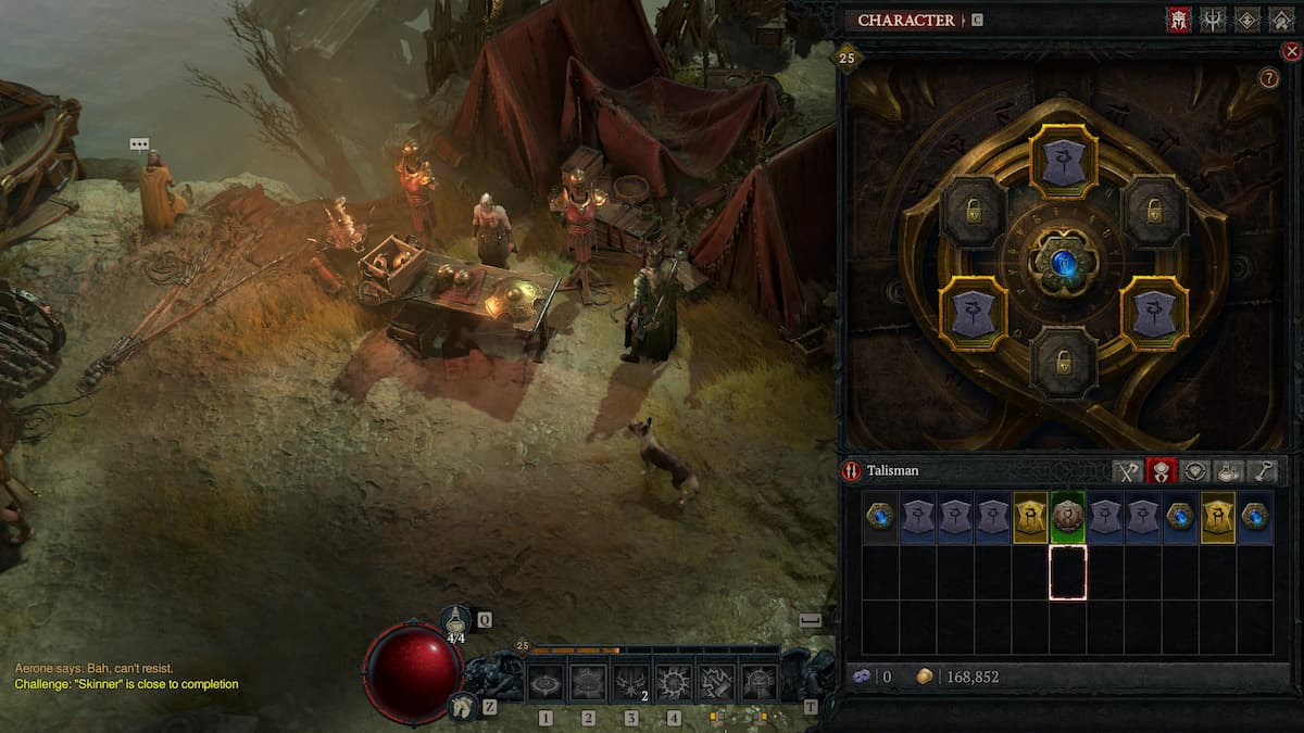 A menu showing off the Talisman system in Diablo IV Lord of Hatred.