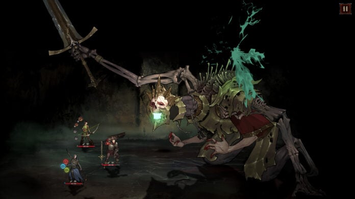 Shards-Of-Order-Full-Party-Combat The party fighting a boss in Shards of Order