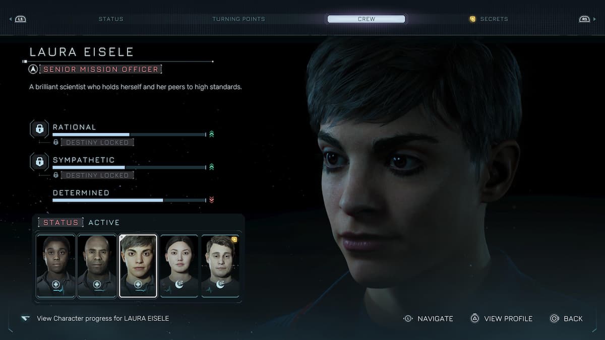 A menu with a woman's headshot on the right-hand side for our Directive 8020 review.