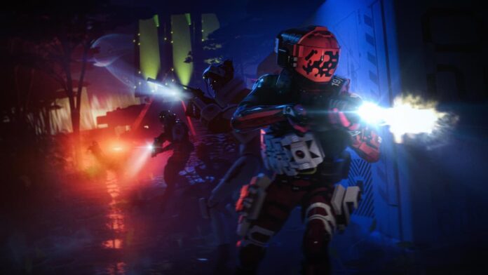 marathon pve update Two figures shooting machine guns in Marathon.