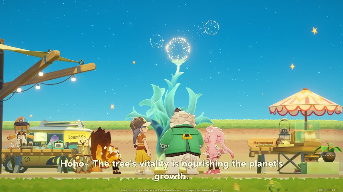 A group of anthropomorphic animals gathered around a tree in Petit Planet.