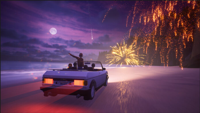 mixtape fireworks A car with fireworks in the background in Mixtape.