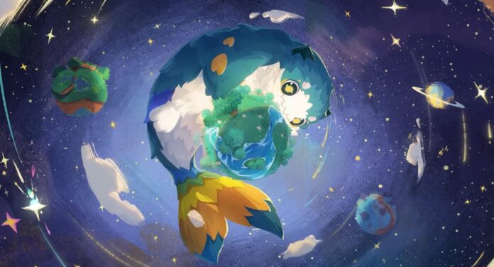 petit planet cover A huge green mascot hugging a planet in Petit Planet.