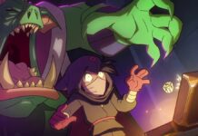 Rune Dice: The Retcon Review A hooded man reaching for treasure with a monster behind him. Cover image for our Rune Dice review.