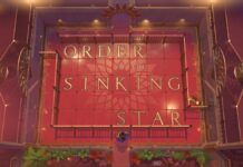 Order of the Sinking Star Has Already Wormed its Way into My Brain A red tiled floor with the words "Order of the Sinking Star".