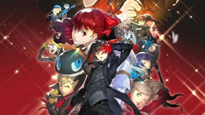 persona 5 royal cover A group of teenagers against a red sparkling background in Persona 5 Royal.