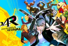 I Will Only Care About Persona 4 Revival If I Get to Romance Yosuke A group of teenagers against a yellow and blue background in Persona 4 Revival.