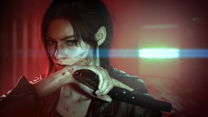 rev claire A woman wiping her face while holding a gun in Resident Evil Veronica.