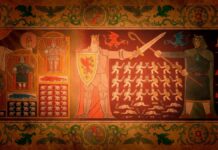 Veritas Tales: Witch of the Dark Castle: The Retcon Review A mural of two men crossing swords with each other