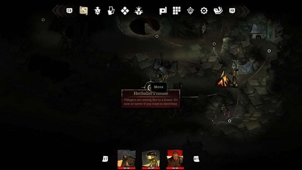 A game board-like world with nodes and a player character.