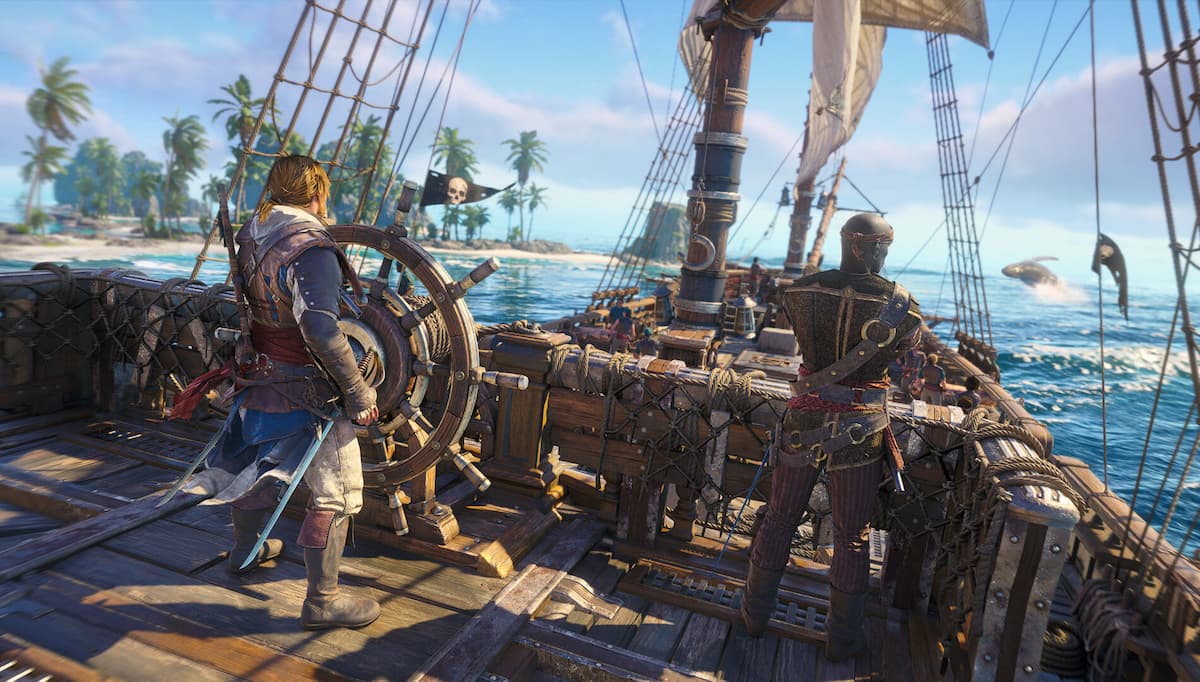 Two men on a ship deck in Black Flag Resynced by Ubisoft Singapore
