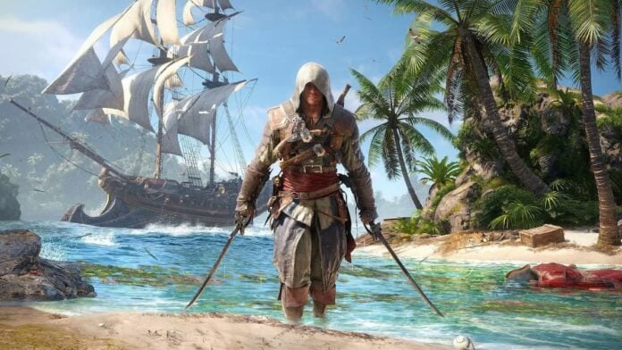 black flag resynced A hooded man on a beach in Black Flag Resynced